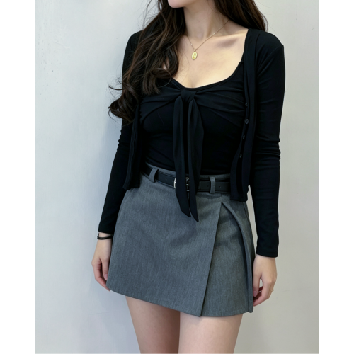 顯長腿側開叉西裝裙褲 (連皮帶)