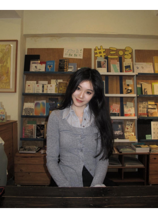 知性反領假兩件直紋Top