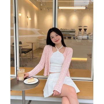 高質鏤空針織外套